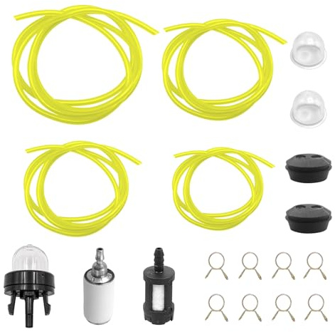 Strimmer Fuel Line, 19PCS Universal Fuel Line Hose Tube, Strimmer Fuel Pipe, Petrol Strimmer Parts with Soft Pipe Filter Primer Bulb Pump for Trimmers, Blowers, Lawn Mowers