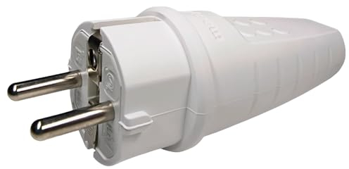 Fiche en caoutchouc, 230 V, 16 A, IP44, étanche, incassable, fiche de contact de protection avec décharge de traction, fiche de contact de protection avec protection anti-torsion, fiche Schuko