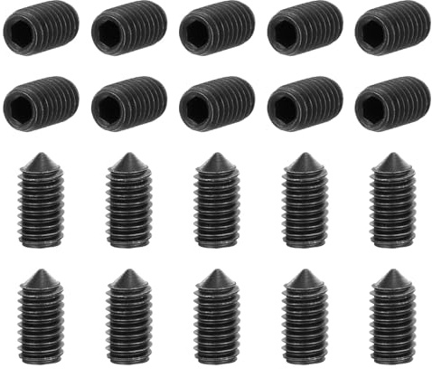 sourcing map Lot de 40 vis sans tête M3 x 6 mm en acier carbone à pointe conique hexagonale pour machines, réparations domestiques et fixations Noir
