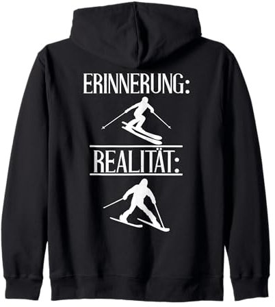 Memory Reality Lustig Skifahren Ski Wintersport Apres Ski Kapuzenjacke