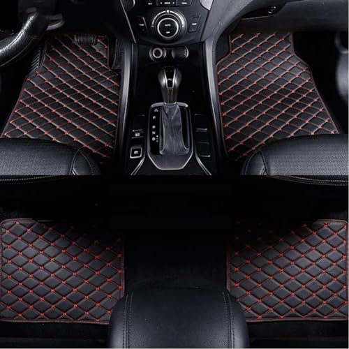 KJUHYHBhHHg 4pcs Auto Leder Fußmatten Für Opel Corsa F 2019-2023 (LHD), Custom Fussmatten Allwetter Vorne Hinten Bodenmatte Set wasserdichte Automatten Innere ZubehöR,C/Black-red