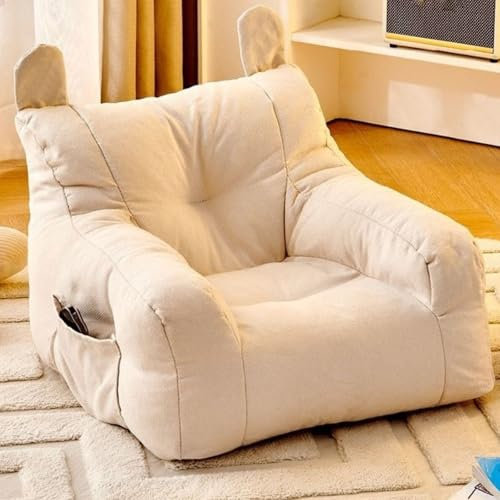 WEIDPHL Sitzsäcke Für Kleinkinder, Kindercouch Für Kleinkinder, Lazy Lounger Sitzsack Mit Aufbewahrungsstuhl Mit Reißverschluss Und Seitentasche Zum Ausruhen Von Kindern,Weiß
