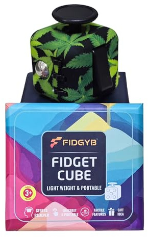 FIDGYB Cube Fidget Stress Relief Toy for Adults & Kids, Smooth, Quiet Sensory Toy for Anxiety, Focus & ADHD Idea[Leaves]