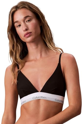 Calvin Klein Damen Triangel BH Unlined mit Logobund, Schwarz (Black), S