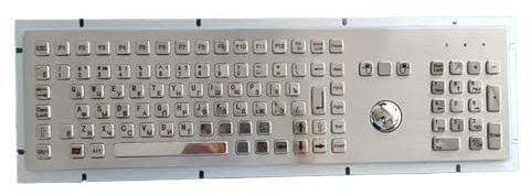 XXINGYULI Tastiera industriale in acciaio inossidabile 107 con mouse trackball integrato e tastierino numerico compatibile con vari sistemi(Russian Layout)