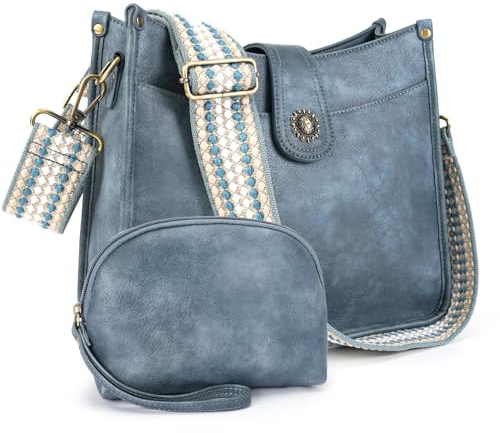 VIMUTI Handtasche Damen Mittelgroß Umhängetasche schwarz Crossbody Bag mit Breiter Gurt Schultertasche Hobo Bag veganem Leder Tasche 2 Schulterriemen Kartenschlitz Reisetasche