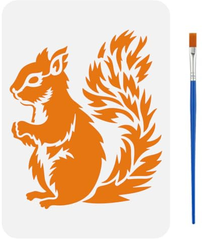 FINGERINSPIRE Realistisches Eichhörnchen Schablone Mit Pinsel 21x29.7cm Tierthemenvorlage Zum Bemalen