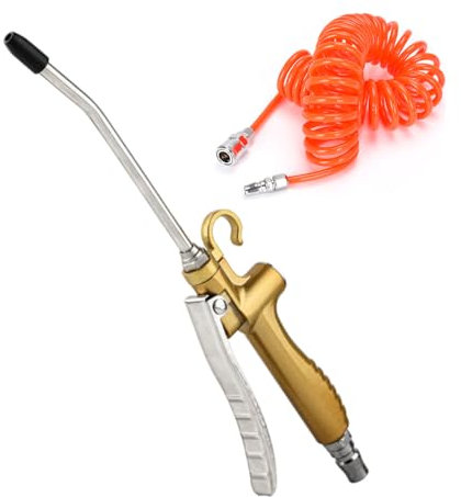 130mm Ausblaspistole, Druckluftpistole Air Duster Blaspistole mit 12 Meter Spiralschlauch, Luftblaspistole Reinigungsgeräte für LKW Auto