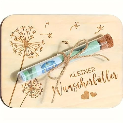 GWAWG 2Sets Geldgeschenke Geburtstag Wunscherfüller aus Holz mit Reagenzglas Umschlägen, Geldgeschenk Konfirmation Jugendweihe Firmung Hochzeit Weihnachten Geburtstagskarte Geldkarte