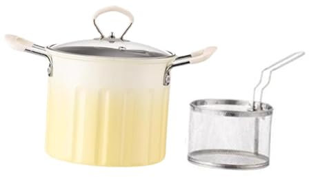 TAIZhiChen Pentola per Friggitrice con per Friggere E Coperchio in Vetro per La Bollitura degli Anelli di Cipolla