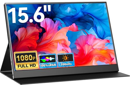 PIPOPAD Écran Portable 15,6, Moniteur Portable avec Écran FHD 1080P, Moniteur Mobile IPS pour Ordinateur Portable, Windows, Mac, PC, Xbox, PS5 - Connecteur Mini HDMI/Type-C/USB-C