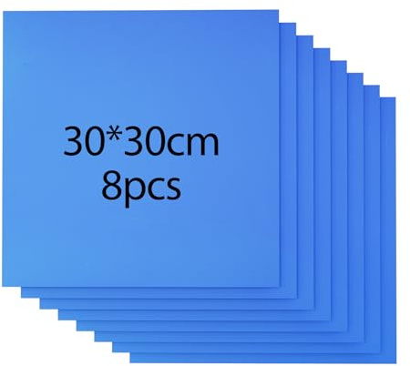 Lot de 8 plaques de contreplaqué coloré de 3 mm - Matériau laser - 30 x 30 cm - En contreplaqué coloré - Sans peinture - Plaque en bois non traité pour le modélisme, découpe laser - Gravure (bleu)