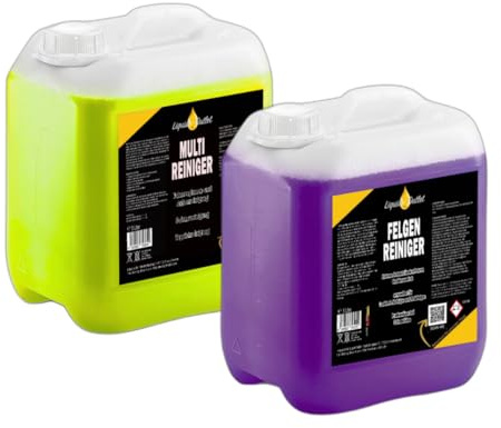 Liquid Outlet Reinigungsset – Felgenreiniger Alufelgen & Multireiniger je 5L Konzentrat – Felgen Reiniger & Multireiniger für Teppich, Kunststoff & Nikotinrückstände – Auch für Nasssauger