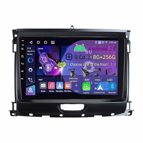 BOJONTN 9 Zoll Doppel Din Android 15 Autoradio,für Ford Ranger 2015-2022,mit CarPlay Rückfahrkamera Lenkradsteuerung Bluetooth GPS Navigation FM Digitalradio WiFi(C,C2 3+32G)