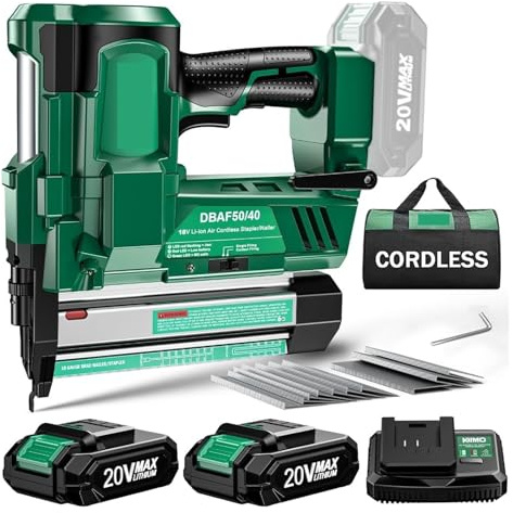 Pistola de Clavos, Pistola de clavos calibre 18 alimentada por batería con 2 baterías y cargador 2,0, clavadora/grapadora eléctrica inalámbrica 2 en 1, ajustable