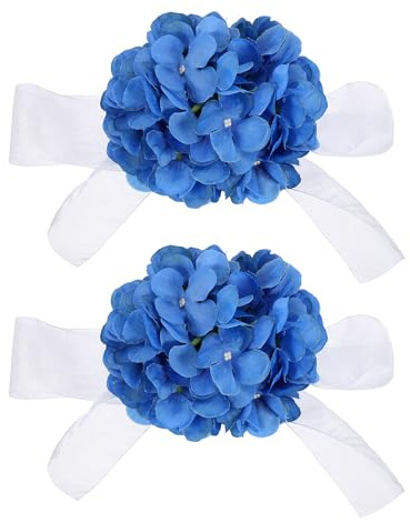 PATIKIL Fermacurtain Floreali Decorativi, 2 Pezzi Fermatende Fiori Artificiali Fermatende Decorativi per Trattamento Finestre Casa Ufficio Camera da Letto, Blu