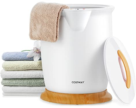 COSTWAY Towel Warmer Bucket, 20L Large Luxury Electric Towel Heater with Auto Shut Off and Fragrance Holder, Bathroom Spa Hot Blankets Warmer for 2 Oversized Towels, Bathrobes (White)