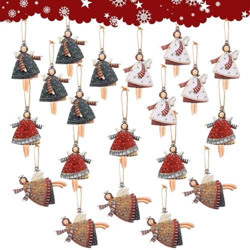 XFSRG Addobbi Natalizi Angioletti Pendenti Decorazioni Albero di Natale Ornamenti Figura Angelo Natale Decorazioni Tradizionali Set Appendibili per Feste Natalizie