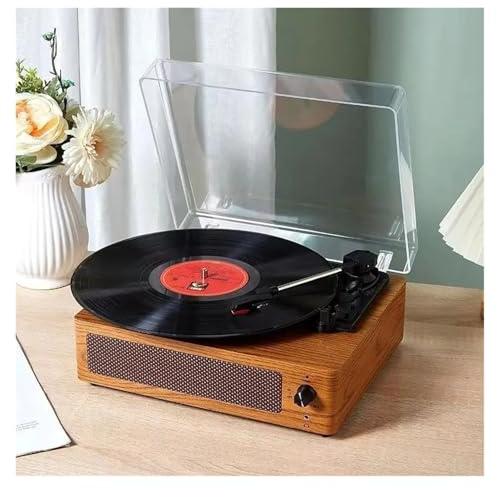 Giradischi in vinile acrilico, grammofono vintage in, jukebox classico in legno, regalo ornamentale(Wooden)