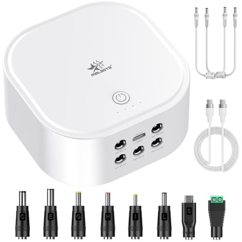 melasta Mini UPS 5200mAh 56,16Wh para WiFi/Router | Alimentación Ininterrumpida Apoyo Carga Rápida PD30W, con Salida de CC (5V, 9V, 12V 15V 24V), y Entrada/Salida Type-C