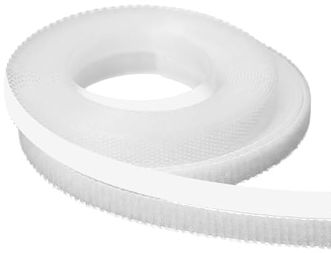 Klettband zum Nähen, Hakenband und Flauschband mit hoher Verschlusskraft, wiederverwendbarer Klettverschluss selbstklebend für Kleidung, Heimtextilien,Fliegengitter und Teppichbefestigung (Weiß, 6mm)