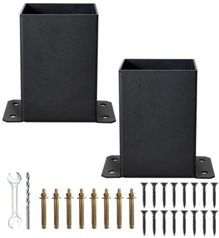 Vibsky Iron Anchor - Kit de protección de postes para buzones de madera, vallas y escaleras, color negro