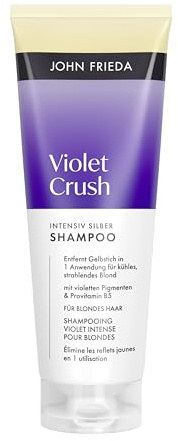 John Frieda Violet Crush Intensiv Silber Shampoo – Inhalt: 250 ml – Haartyp: blond mit Gelbstich (natürlich, coloriert oder gesträhnt)