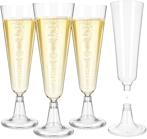 25 Copas De Cava Y Champán De Plástico,Copas De Plastico Champagne Cava Desechables Duro Vino Plástico,150ml Vasos De Champagne Reutilizables Y Apilables,Para Bodas,Cumpleaños,Fiestas Y Navidad