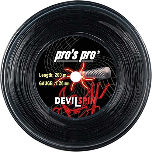 Pro's Pro Devil Spin Tennissaite, 200 m Rolle, 1,26 mm, Schwarz