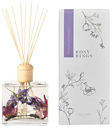 Rosy Rings Botanical Reed Diffuser Roman Lavender 13oz - Lasts 6-12 Months, Aromatherapy Diffuser, Reed Diffuser Sticks, Diffuser with Botanicals Perfect for Home Decor!