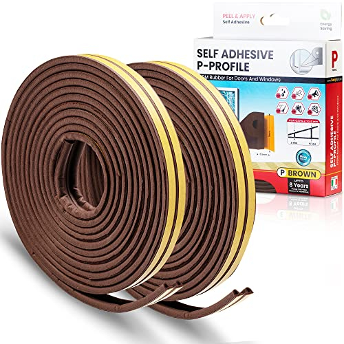 Sanojtape Striscia Di Gomma Adesiva Finestra Della Guarnizione Porta 16 Metri Profilo P Marrone Paraspifferi Finestrini Finestre