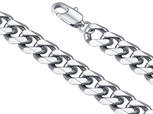 FaithHeart Edelstahl Panzerkette für Damen und Herren, 9MM Breit 55cm Lang Hip pop Kette Halskette, Punk Halskette Partnerkette Freundschaftskette für Freunden Ehemann Sohn