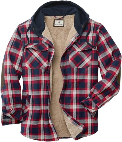 Legendary Whitetails herr Camp Night Berber Lined Hooded Flannel Shirt Jacket Jacka