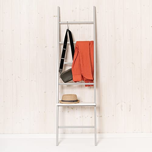 Kleiderleiter | Handtuchleiter DREAMY volllackiert in Grau | 171 x 47 x 5,5 cm | 6 Sprossen | Ablage für Bad & Schlafzimmer | vollständig aufgebaut | Handarbeit aus Deutschland