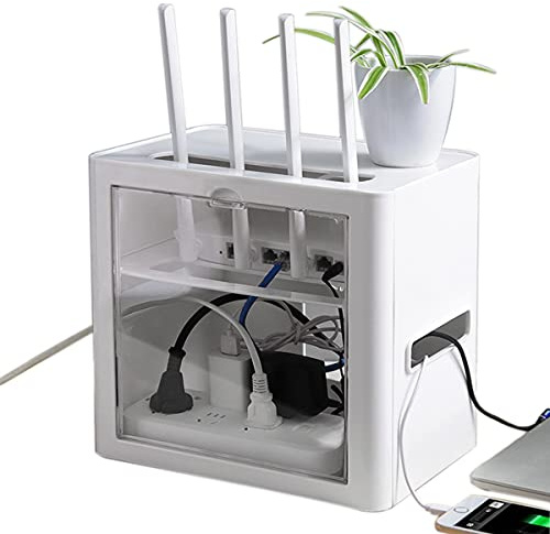 PPGE Home WLAN Router Aufbewahrungsbox, Weiß/Schwarz Router Regal, TV Kabel Router Verstecken Box, Router Cable Organizer Box, WiFi Router Storage Box, Cable Tidy Aufbewahrung Schrank