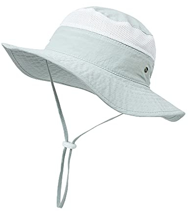 YAMEE Solhatt barn UV-skydd fiskarhatt nät, solhatt flicka strandhatt pojkar mössa barn baby solhatt vikbar andas, sommar barnhatt 6 månader – 8 år, 2-blå, 48
