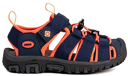 Izas - Sandalias de Senderismo con Punta Reforzada de Caucho - Sandalias de Trekking para Niños Unisex Impermeable, Transpirable y Resistentes al Agua - Ideal Largas Caminatas - Azul y Coral - 35