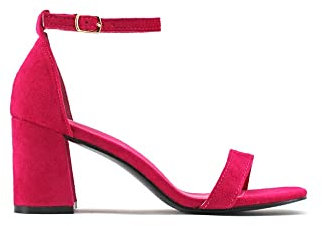 MODELISA - Sandalia Tacón Ancho Medio Hebilla Pulsera Tobillo Mujer (Fucsia, numeric_37)