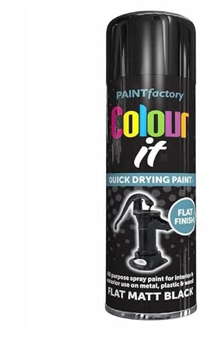 SuperGift.com Black Matt All Purpose Aerosol Spray Paint 250ml Quick Drying Spray, Fast Dry and Excellent Coverage for Metal, Wood, Plastic and More by Diva Gift