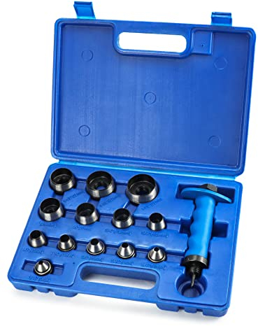 QWORK® 14 pièces Jeu de pointeaux 5-35 mm, jeu de poinçons en cuir, outil de perforation