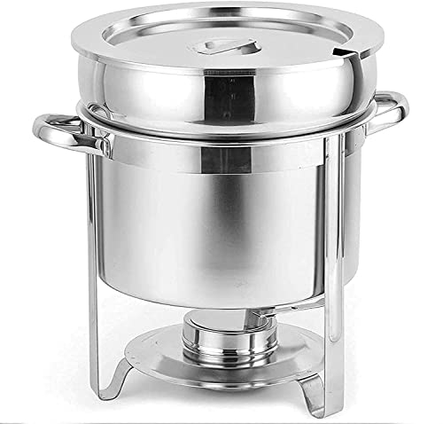ACiyD Round Soup Pot Food Warmer, Stainless Steel Chafing Dish Buffet Set with Water Pan, Chafing, Frame, Fuel Holder and Lid for Any Event Or Party(3 Capacities) (Size : 11L) (11L)