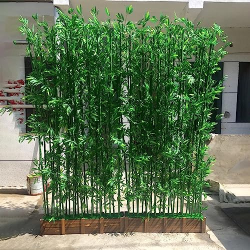 Bambou Artificiel Plante Plantes Artificielles de Barrière de Jardin de Patio, Faux Bambou de Pont Avant Extérieur avec Base en Bois, Séparateurs de Mur de Verdure pour Spa de Bureau à Domicile ( Colo