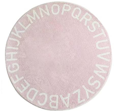 Fouriding ABC Alphabet Runde Teppich weiche Cartoon Plüsch Teppich niedlich Teppich rutschfest für Baby Kinder Zimmer Klassenzimmer Kinderzimmer Zimmer Jungen Mädchen Zimmer Dekor (Rosa, 100cm)