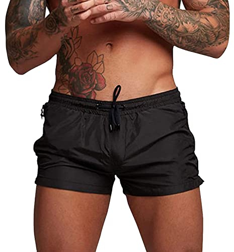 QWUVEDS Und Beach Spring Surfing Spleißhose Sommer Herren und Hosen Schwimmen Männerbrettshorts Herren Shorts Sommer Atmungsaktiv Schwimmhose Badeshorts Männer Elastisch (0818C-Black, XXXL)