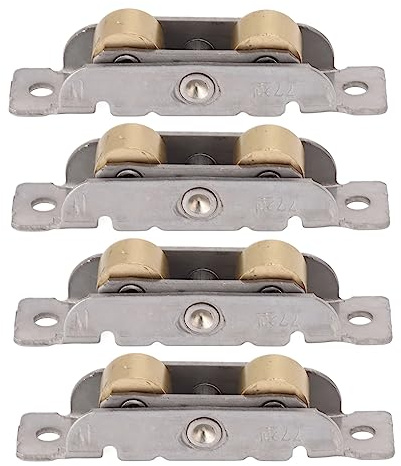 4 Piezas de Rodillos para Puertas Corredizas de Patio, Montaje de Puerta, Ventana, Pista, Accesorio, Rueda, Rodillo, Vidrio, Cobre, Rodamiento de Bolas, Tornillos, Polea, Puerta