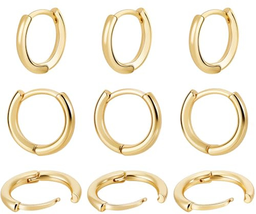 Beebeecraft 1 boîte de 20 pièces de Boucles et Oreilles Huggie Hoop en Laiton Plaqué Or 18 Carats Composants de Boucles d'Oreilles à Levier pour la Fabrication