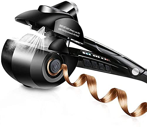 Suuim Portable Curling Iron Automatic Ceramic Curling Iron Wrought Iron Salon Professional Curling Rod Rotating Set Steam Spray Reel Screw Machine for Hair