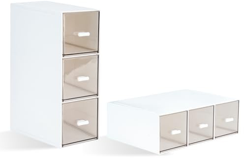 DIBALIYI 2PCS Plastic Tea Box, Clear Lid Tea Bag Storage, Easy Access Tea Bag Organiser, Coffee Storage with 3 Drawers for Sugar Sachets, Tea Bags (2PCS)