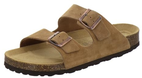 AFS-Schuhe, 3100 - Comodi sandali da uomo, in pelle, da casa e da lavoro, prodotti in Germania, cognac, 43 EU