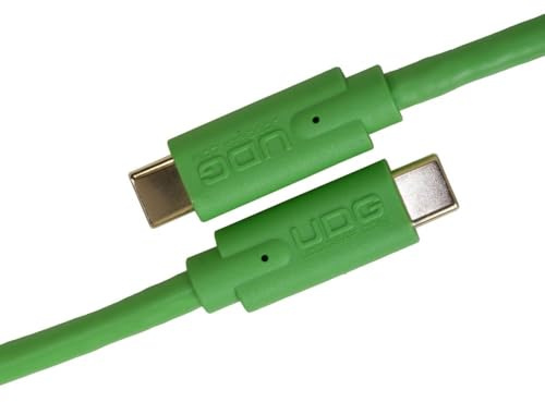 UDG Ultimate Cable de audio USB 3.2 C-C verde recto 1,5 m | Conecta dispositivos USB-C modernos sin pérdida de señal; USB 3.2 C-C; chapado en oro; incluye brida